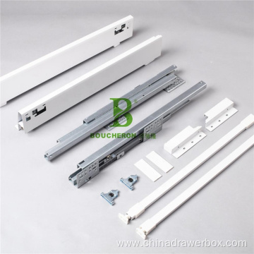 Metal soft close drawer slide system slim box